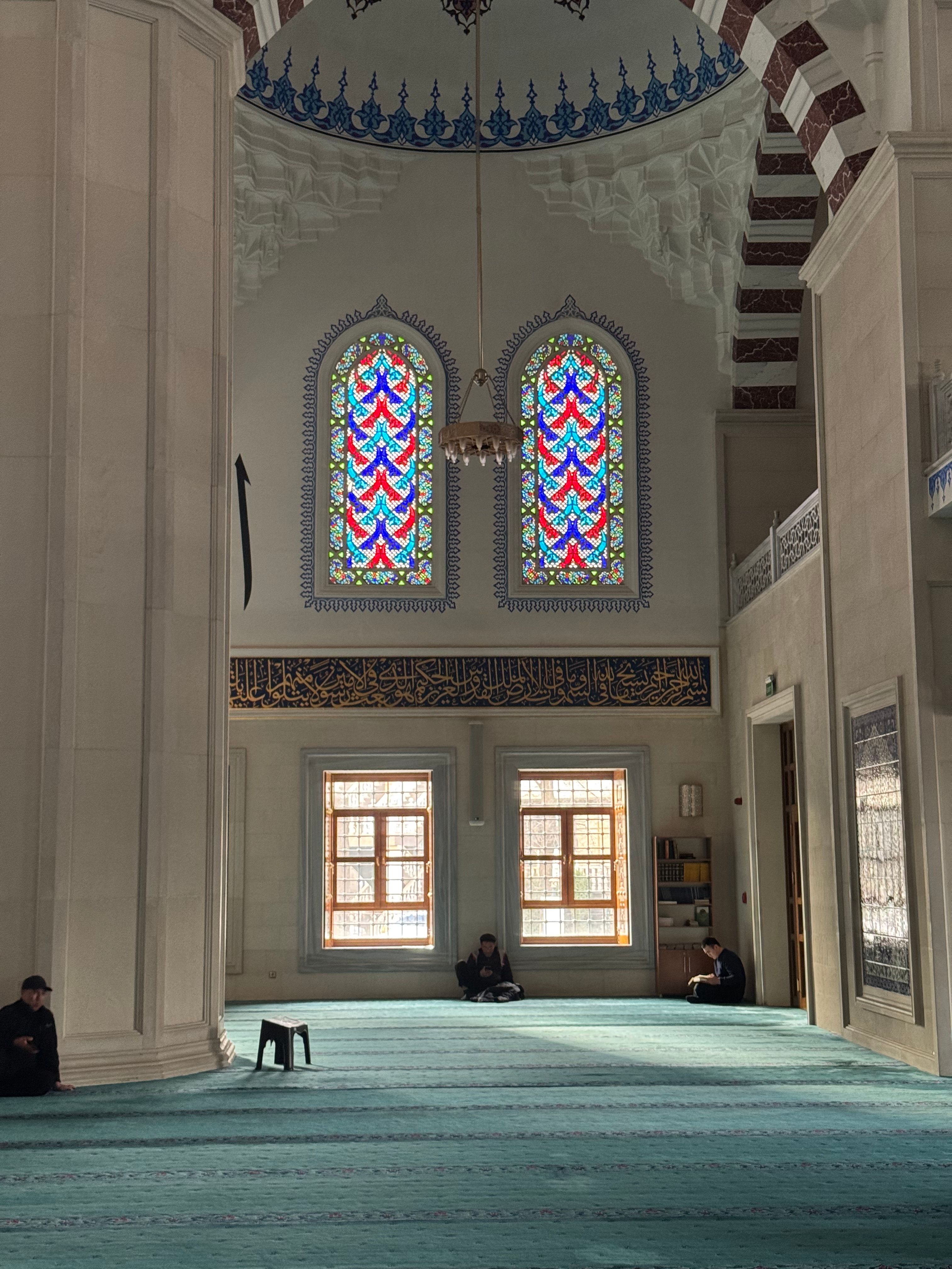 Interior of a Mosque with Stained Glass Windows · Free Stock Photo