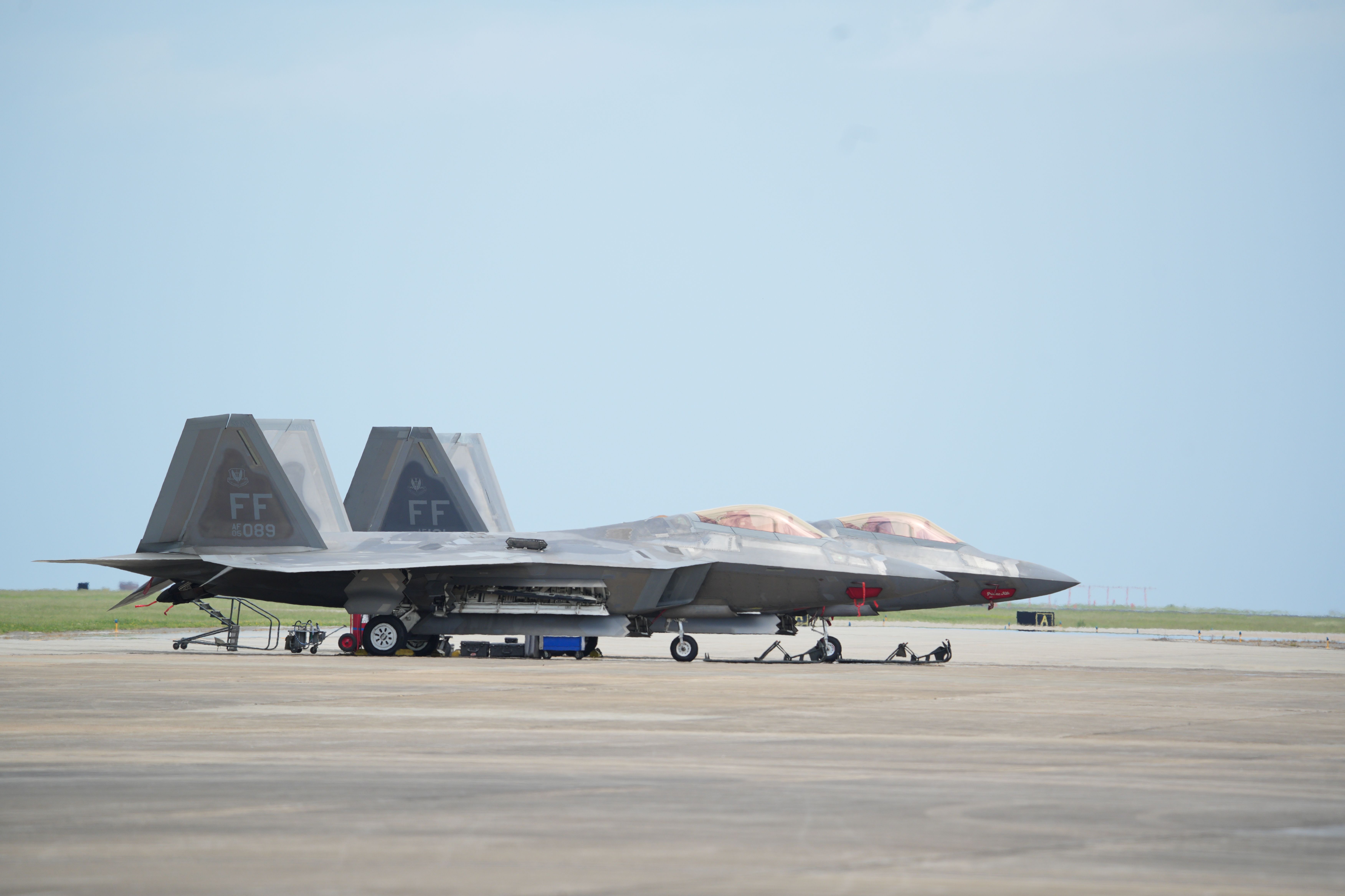 F-22 Raptors on Runway at Langley Air Force Base · Free Stock Photo