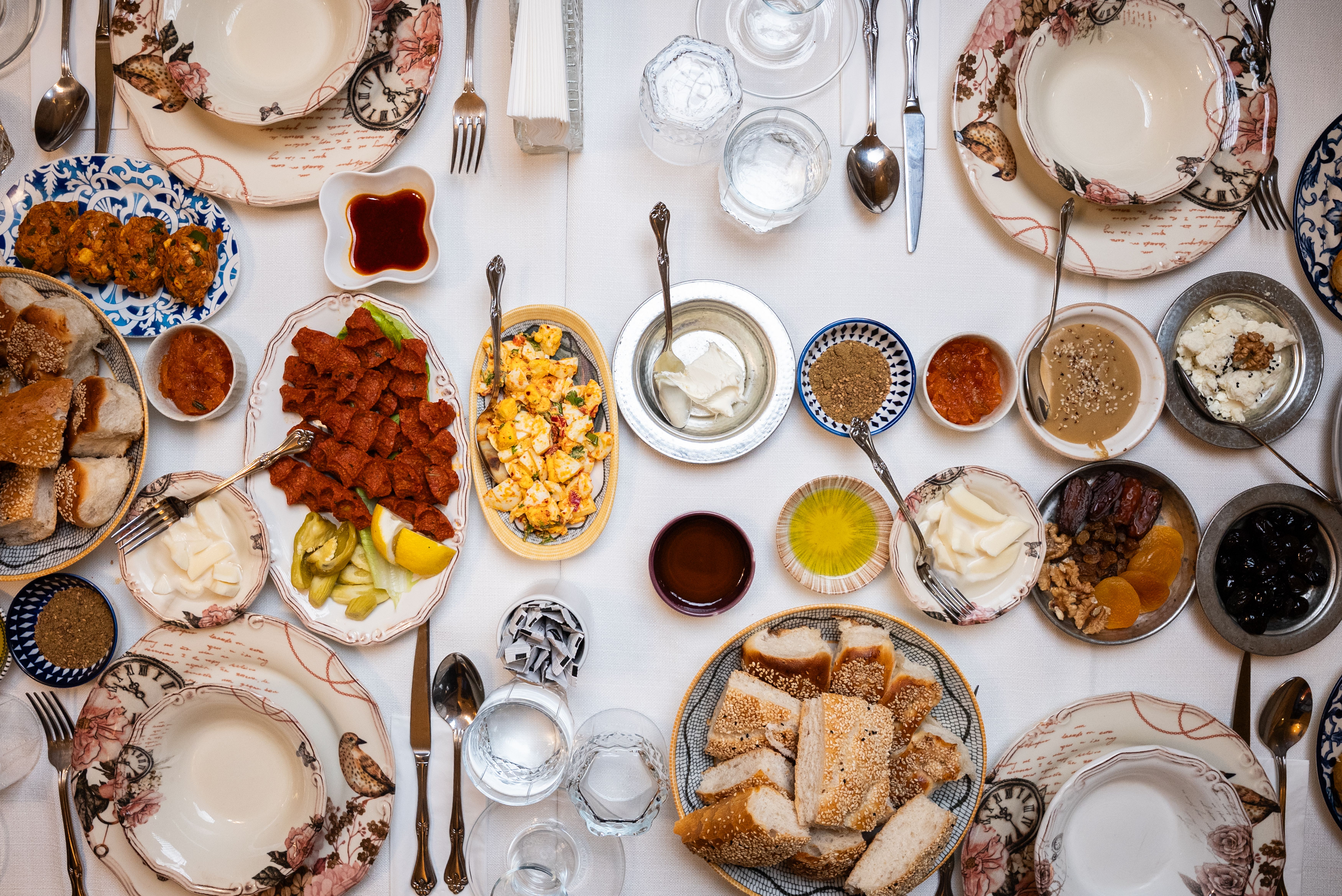 Traditional Turkish Table Setting with Various Dishes · Free Stock Photo