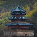 Traditional Chinese Pagoda in Lush Forest