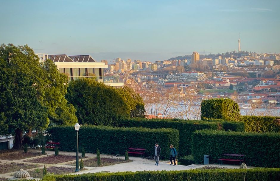 A vibrant view of a Porto garden, inviting tranquility and beauty within the city.