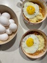 Top View of Fried Egg on Instant Noodles