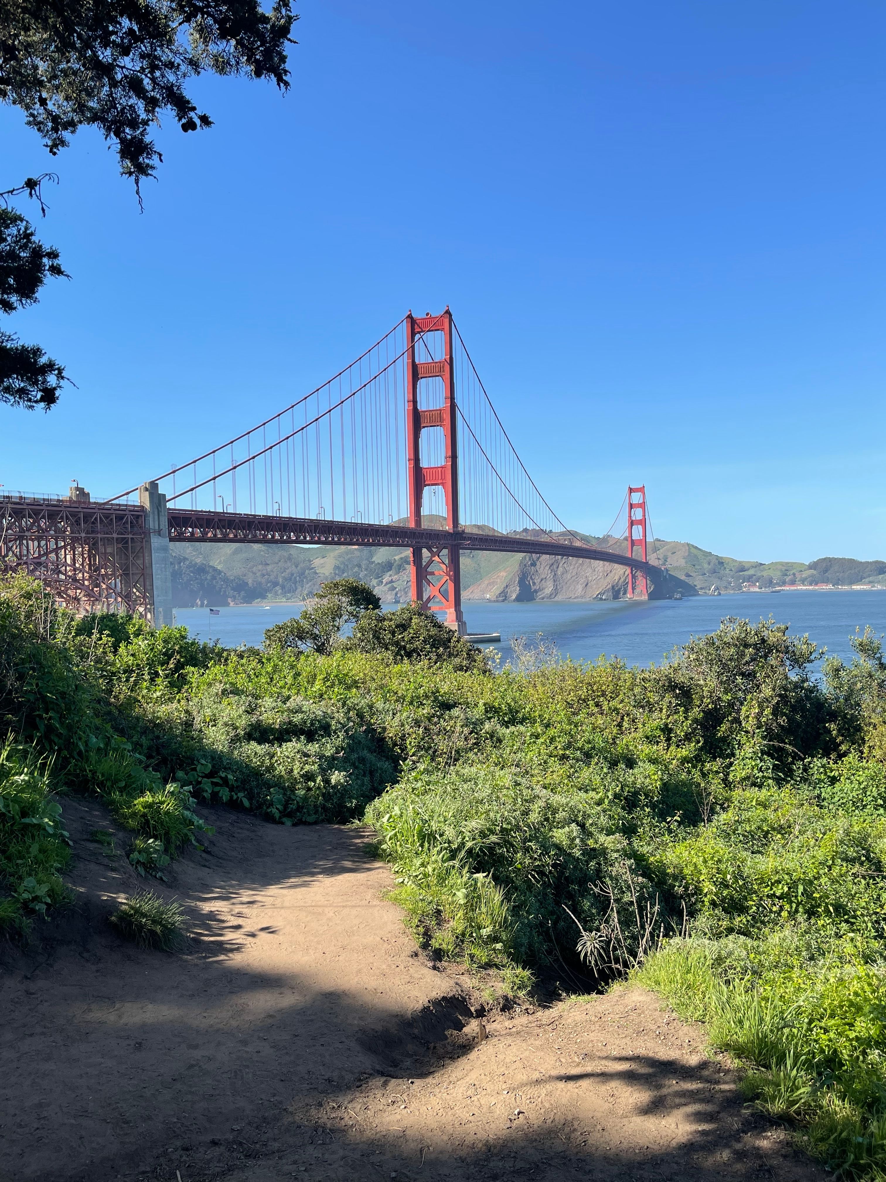 Golden Gate Bridge from Coastal Trail in Spring · Free Stock Photo