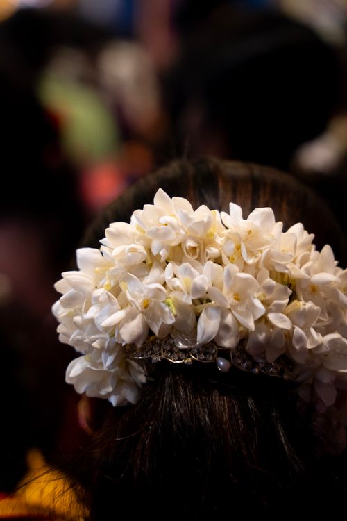 Free Close-up of floral headpiece during a cultural festival in Matale, Sri Lanka, showcasing local tradition. Stock Photo