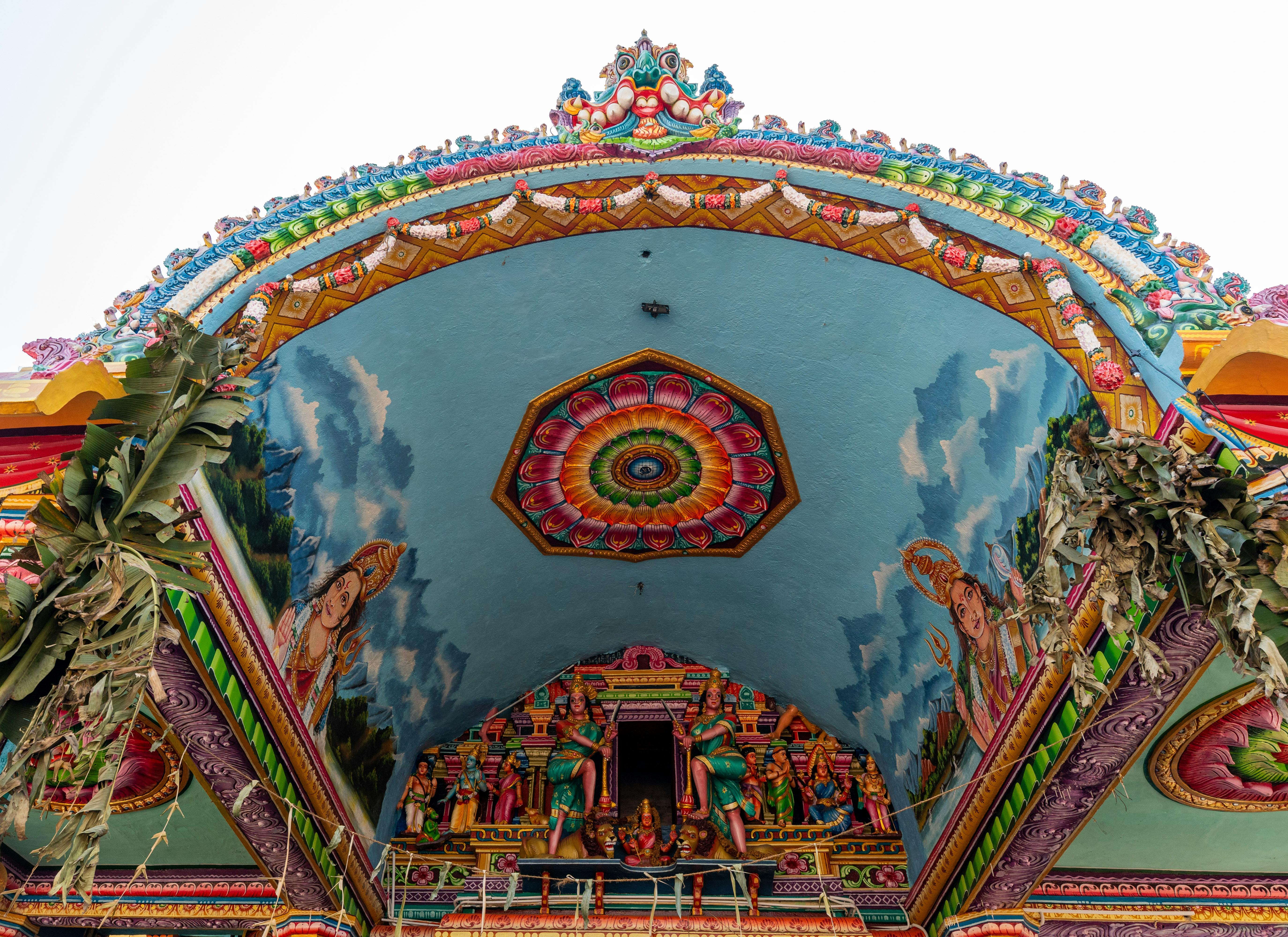 Seetha Amman Temple entrance with traditional Hindu architecture in Nuwara Eliya