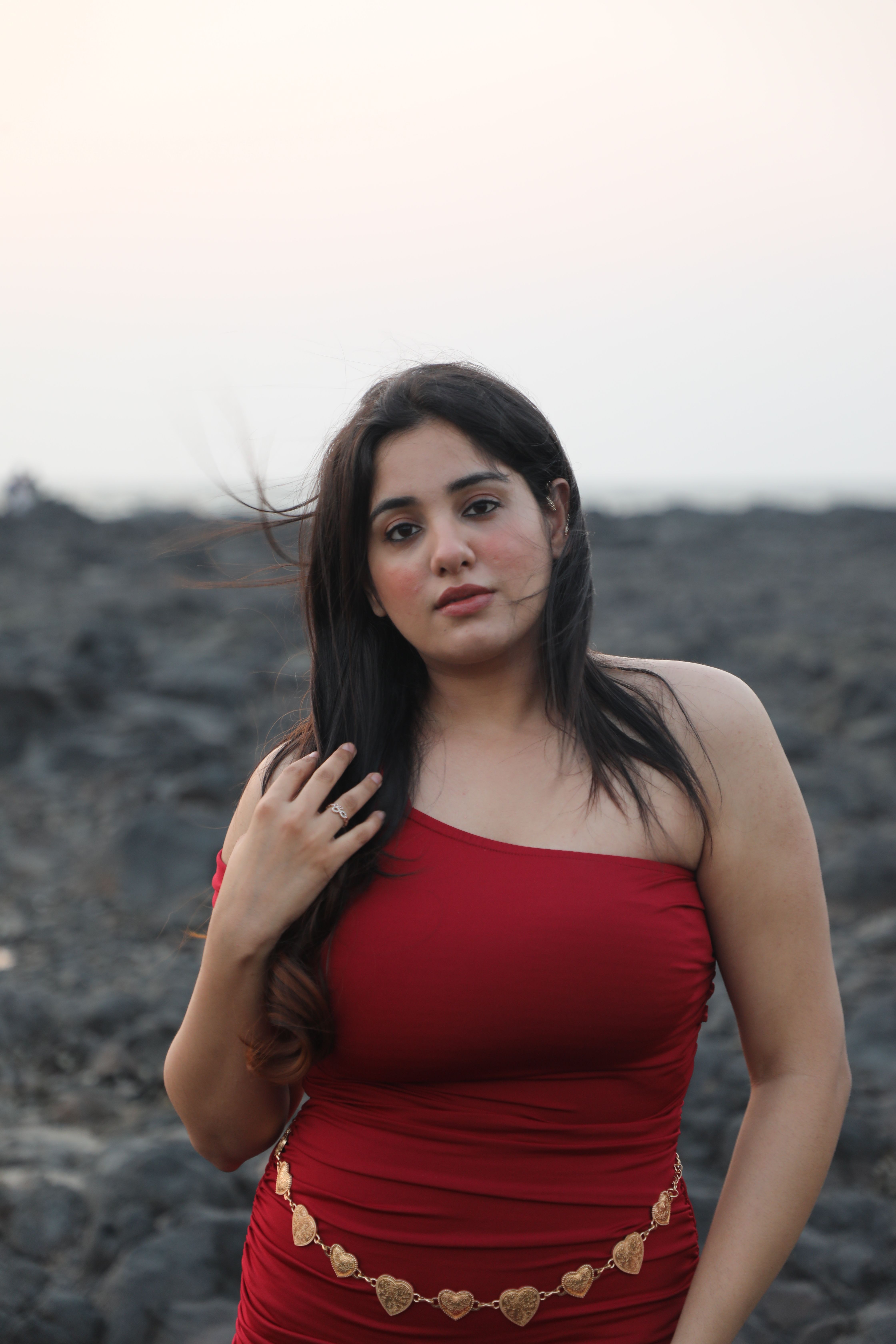 Portrait of Woman in Red Dress by Rocky Seaside · Free Stock Photo