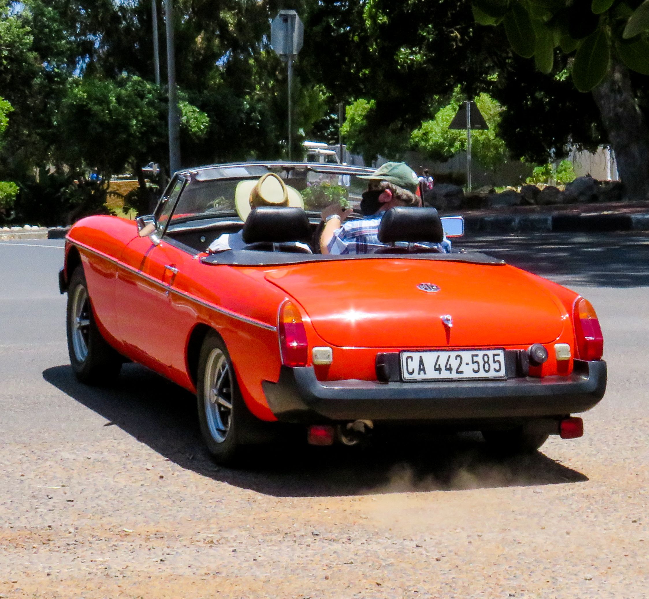 Vintage Red Convertible on Sunny Day Drive · Free Stock Photo