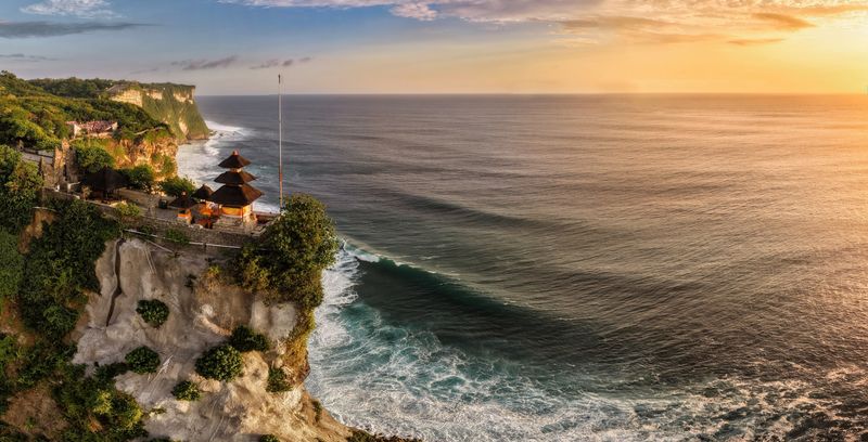 Bali Family Holiday - Uluwatu Temple cliffs at sunset