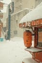 Snowy Street Scene with Japanese Lantern in Sapporo