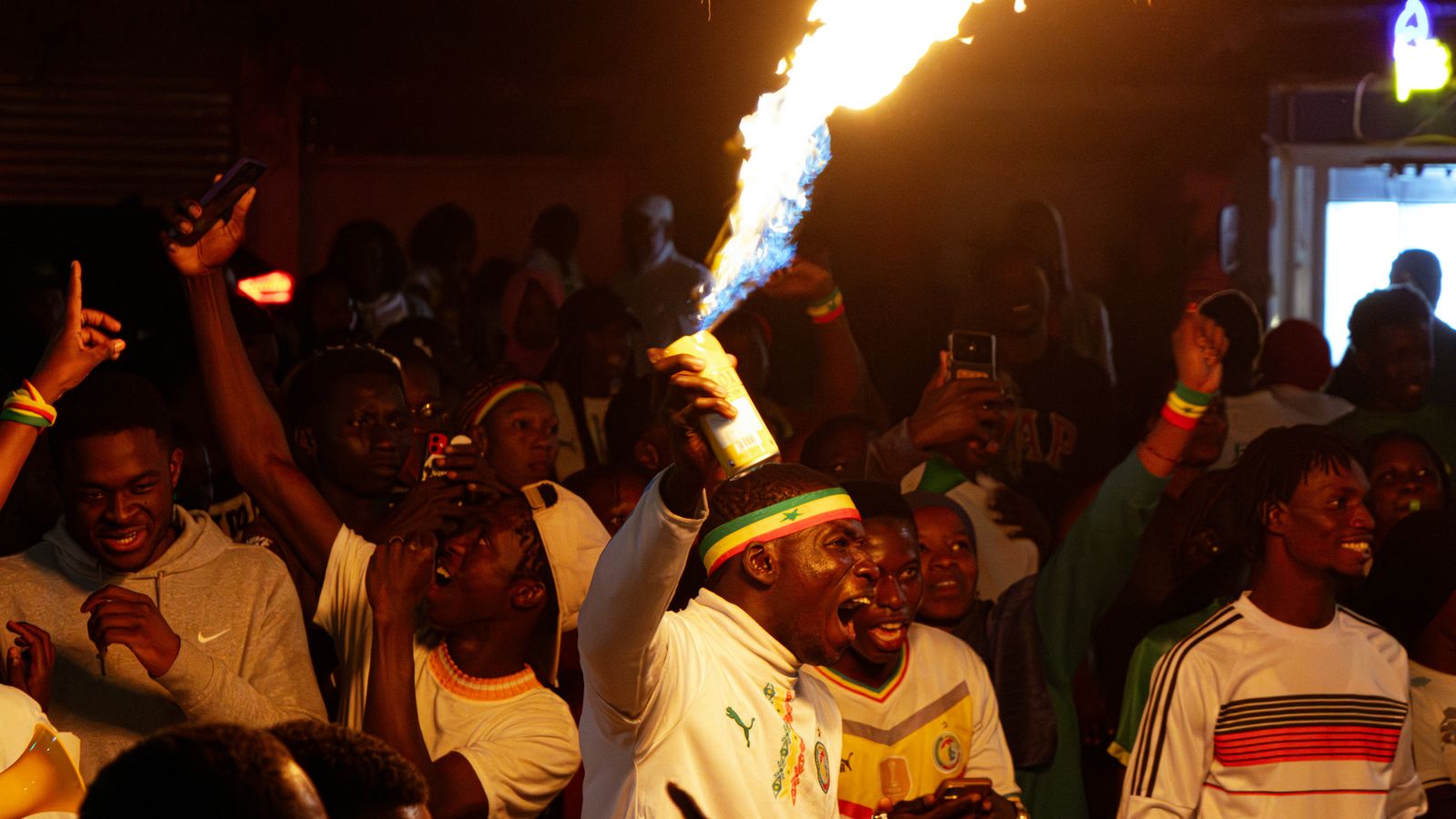 Vibrant senegalese celebration with fireworks display