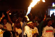 Vibrant Senegalese Celebration with Fireworks Display