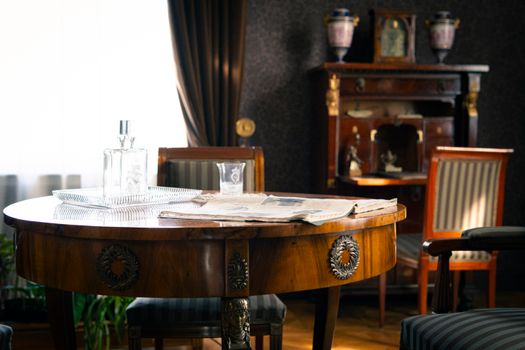 Sophisticated room featuring 19th-century furniture in Łódź, Poland.