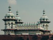 Detailed view of the historic Jame Masjid in Kathmandu showcasing Islamic architectural beauty.