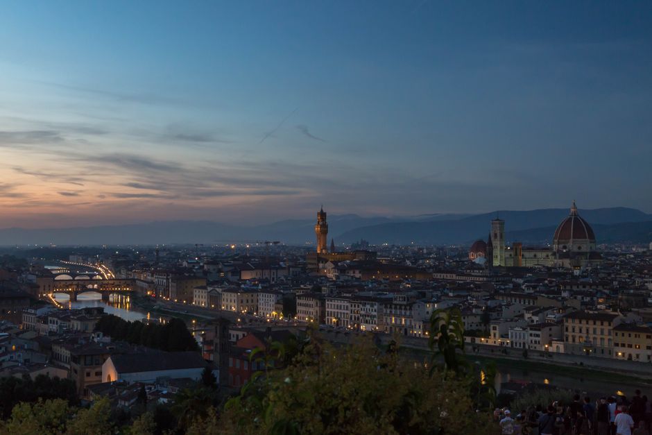 Piazzale Michelangelo et panorama au coucher de soleil