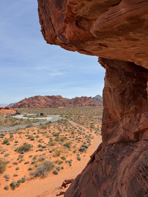 Free Captivating view of Red Rock Canyon in Moapa Valley, showcasing striking red sandstone formations and desert landscape. Stock Photo