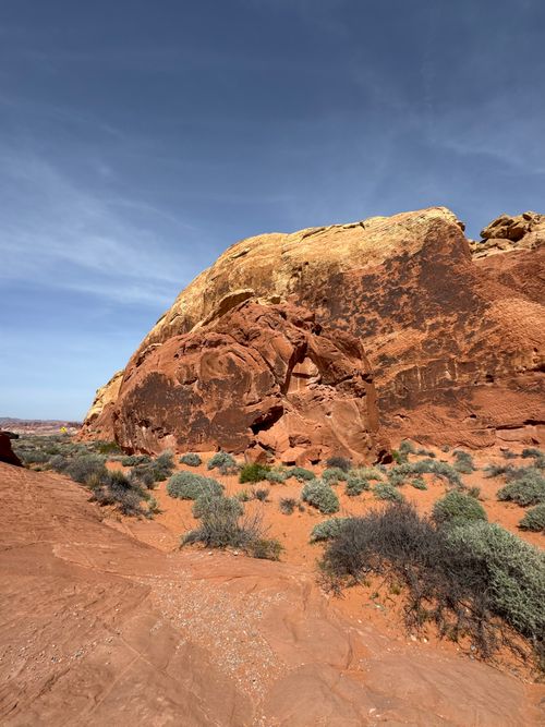 Free Explore stunning red rock formations under clear blue skies in Moapa Valley, Nevada. Stock Photo