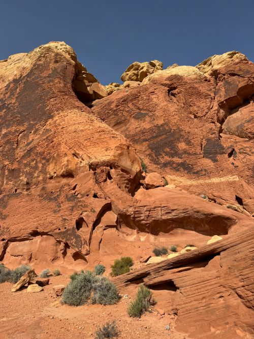 Free Explore the striking red rock formations under a clear blue sky in Moapa Valley, Nevada. Stock Photo