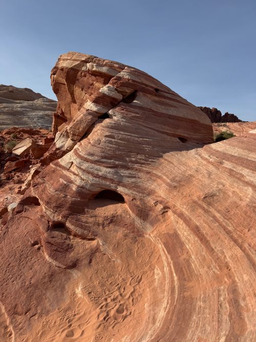 Free A beautiful sandstone rock formation with layered textures in Moapa Valley, Nevada. Stock Photo