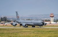 US Air Force KC-135 Jet on Runway at Airbase
