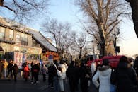 Bustling Winter Scene in Urban Street