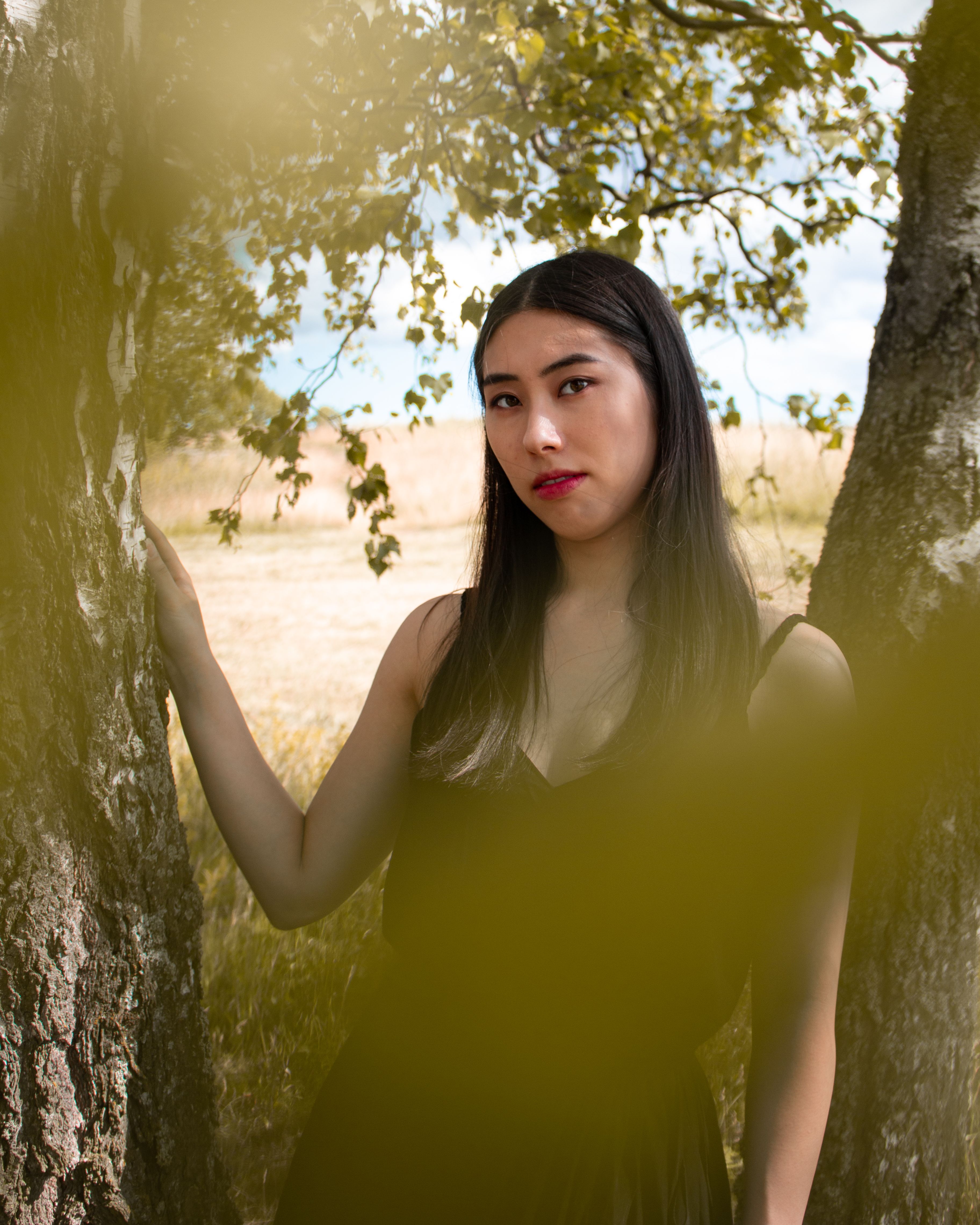 Woman Standing Beside a Tree · Free Stock Photo