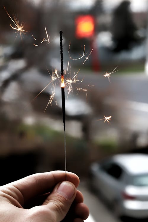 Free Person Holding A Sparkler Stock Photo
