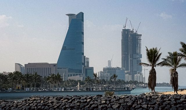 Jeddah waterfront skyline and airport travel atmosphere