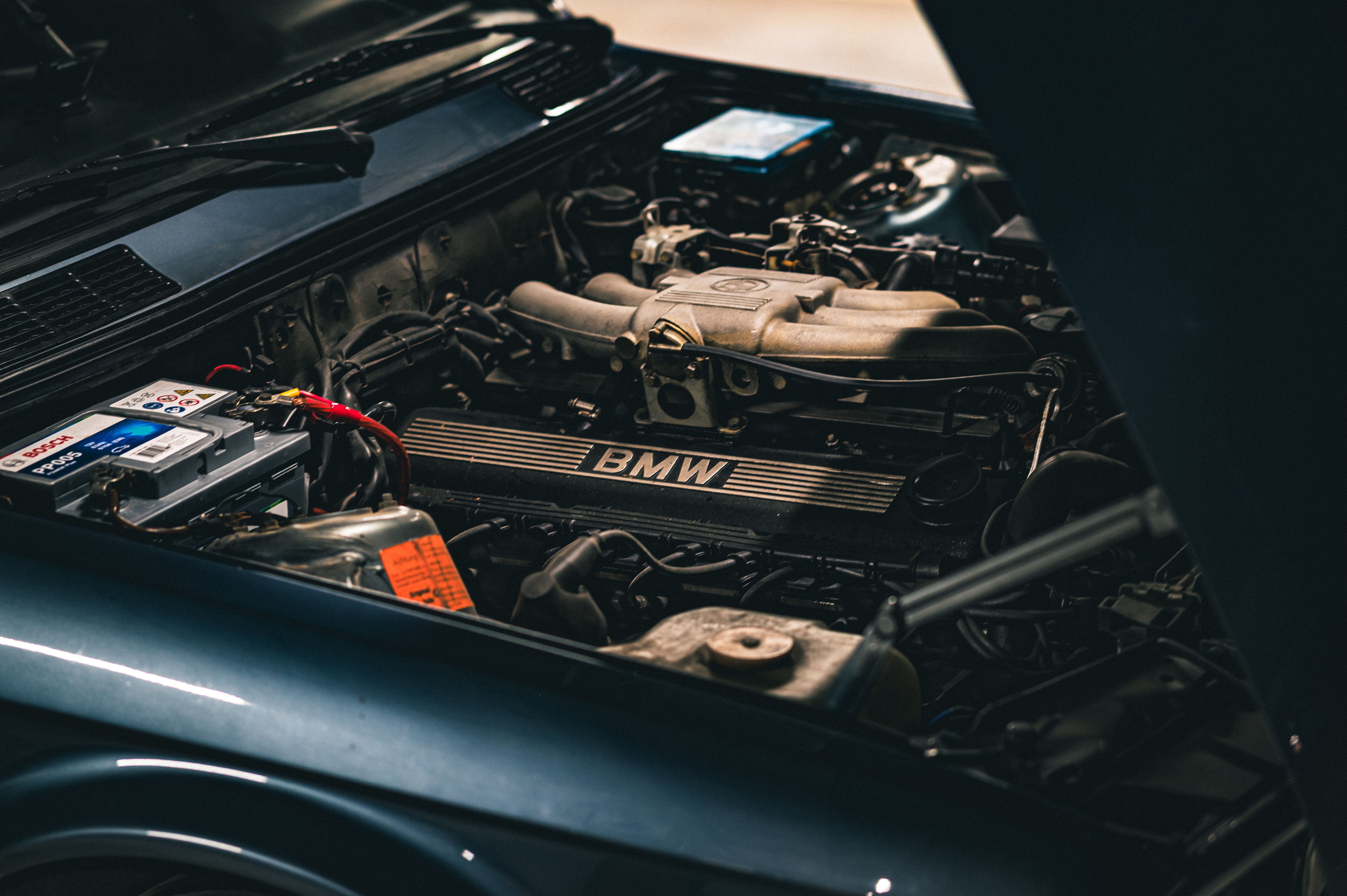 Close-up of BMW Car Engine in Garage · Free Stock Photo