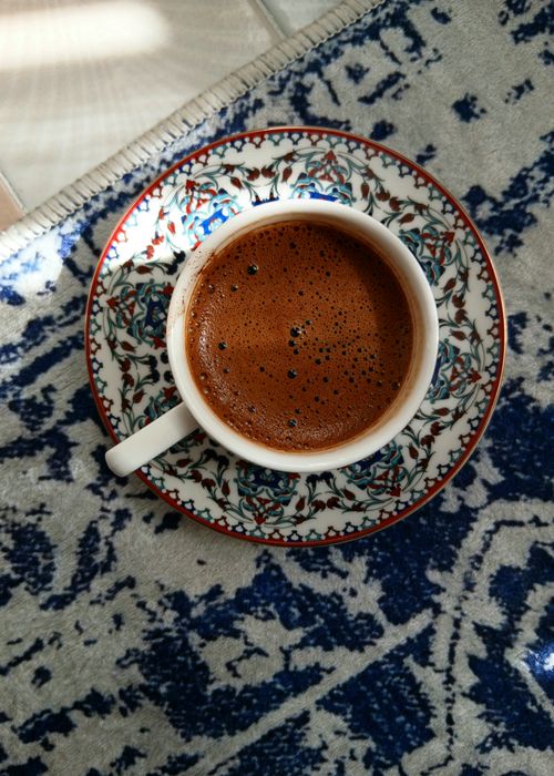 Free Elegant Turkish coffee served in a traditional cup, creating a warm and inviting ambiance. Stock Photo