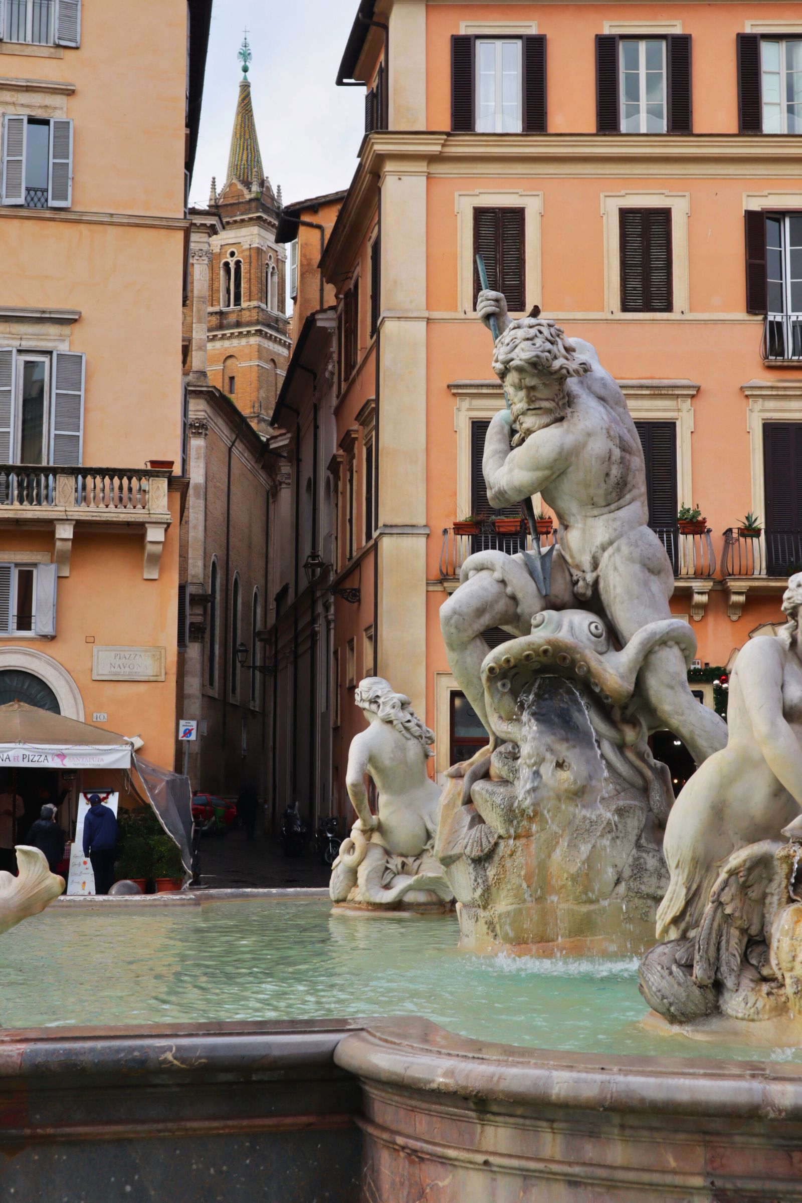 The Neptune fountain in Piazza Navona, Rome