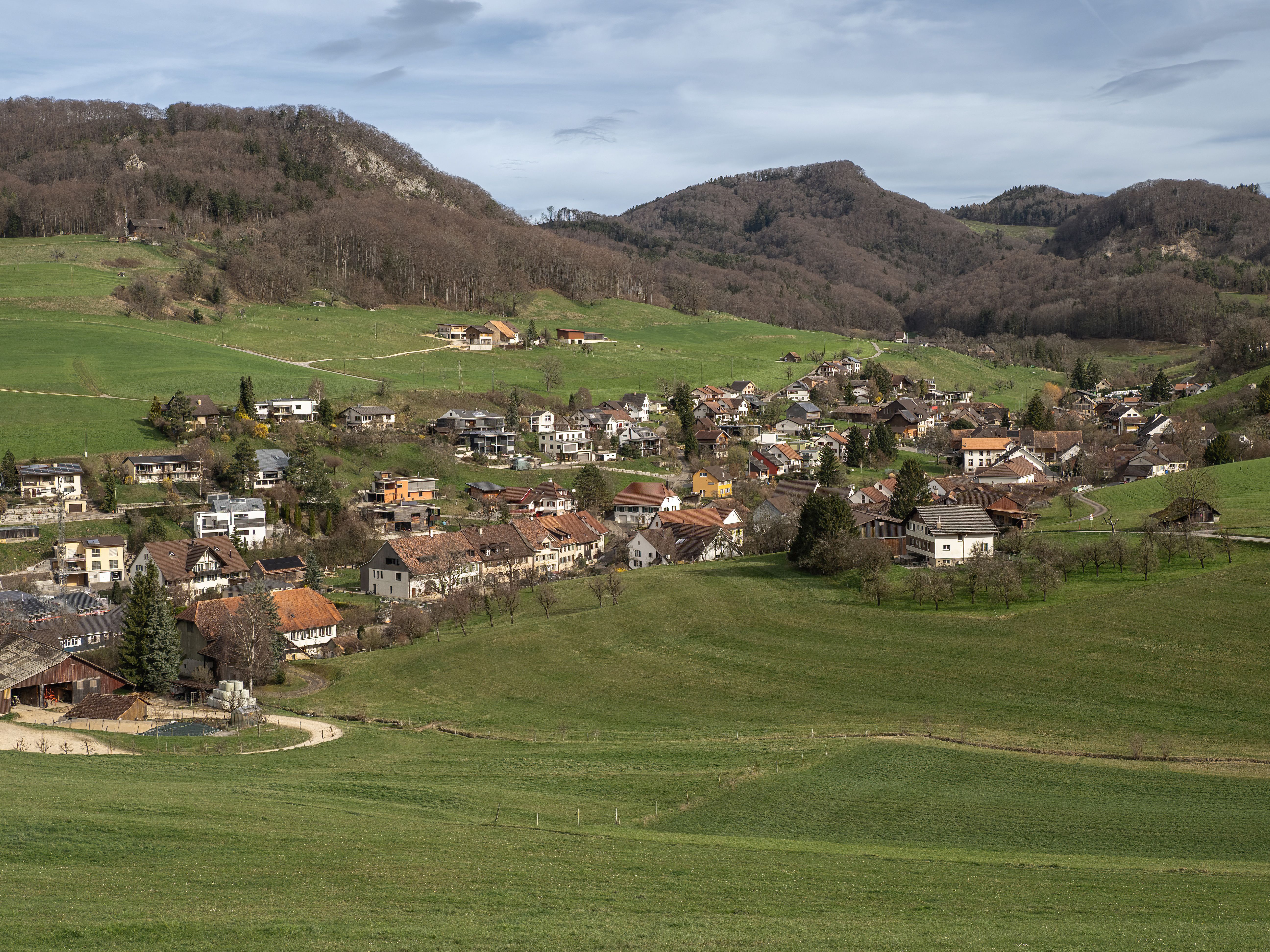 Scenic View of Swiss Village Landscape in Spring · Free Stock Photo