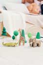 Green Crocodile Wooden Toy on the Floor