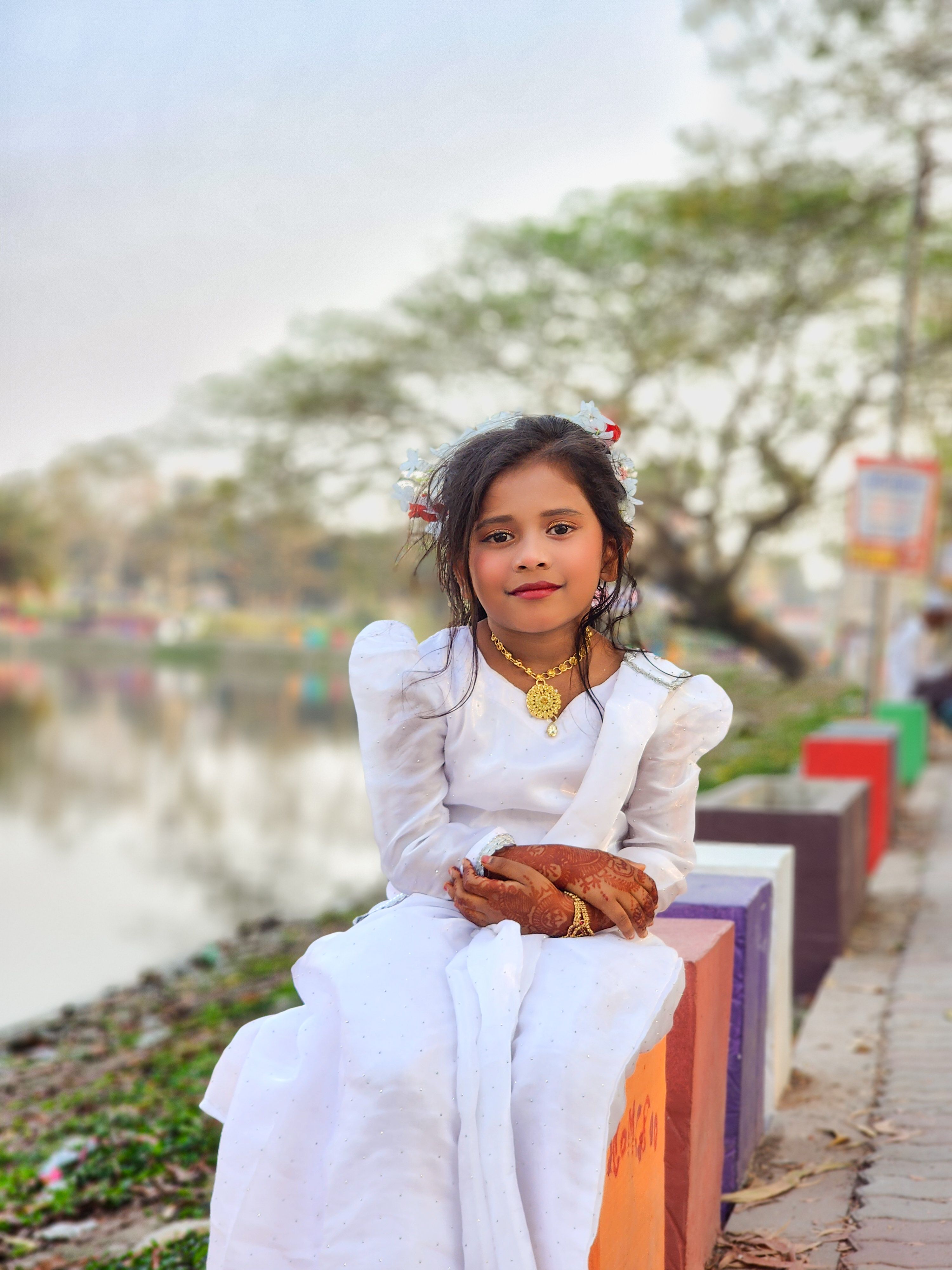 Young Girl in Traditional White Dress Outdoors · Free Stock Photo