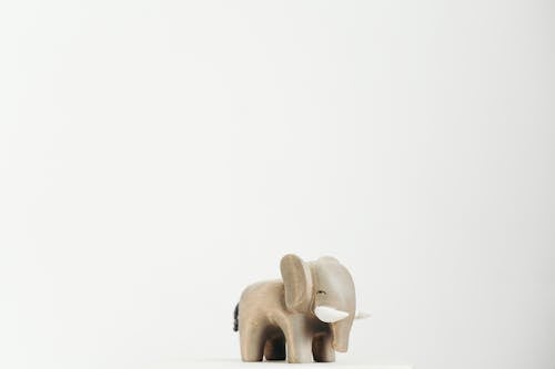 Free Wooden Elephant with White Background Stock Photo