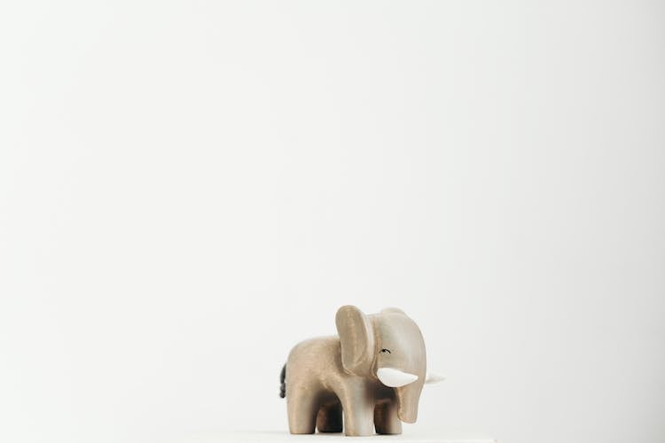 Wooden Elephant With White Background