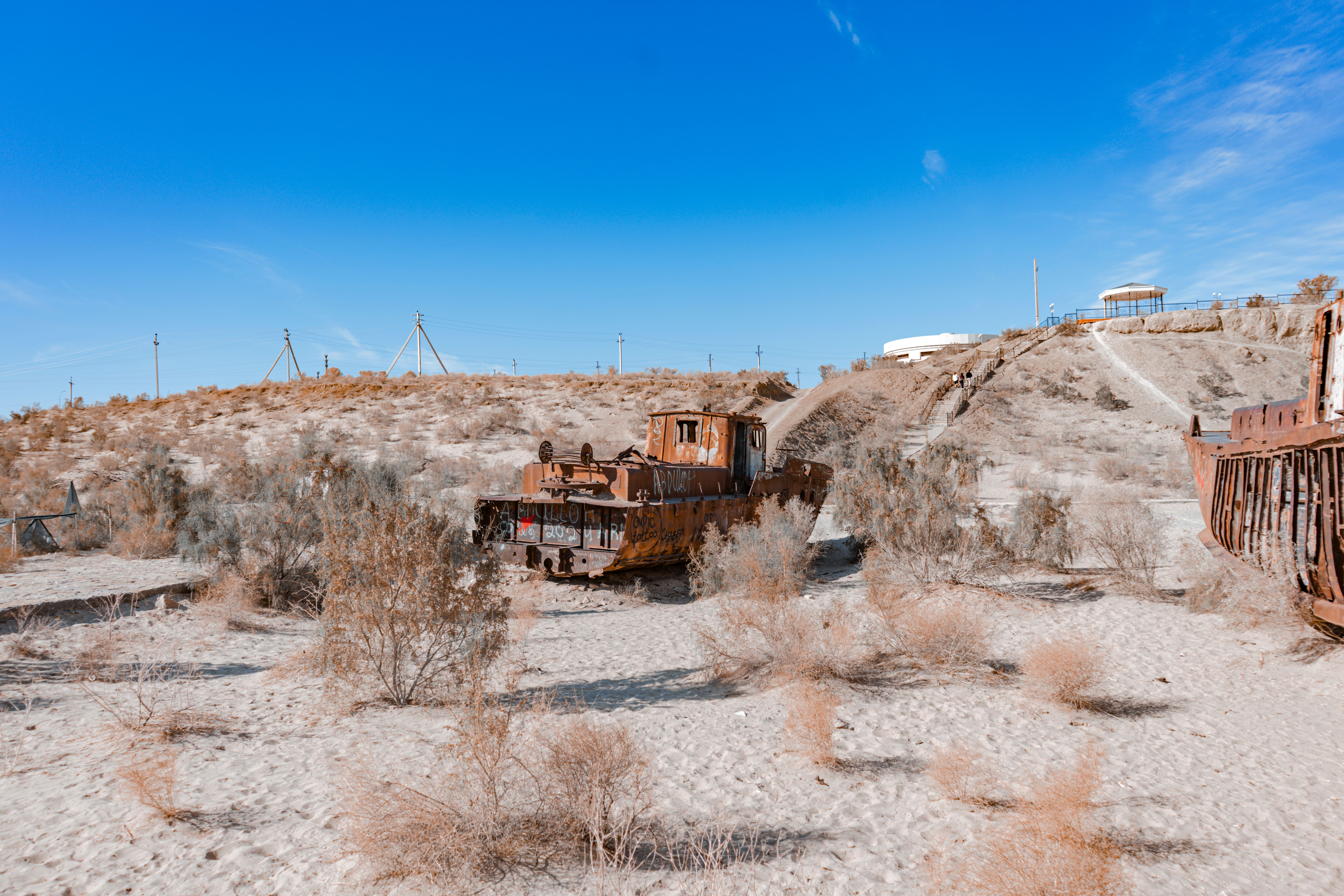 Abandoned Rusting Ships in the Aral Sea Desert