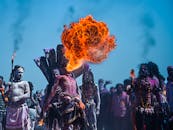 Dramatic Fire Performance at Varanasi Festival