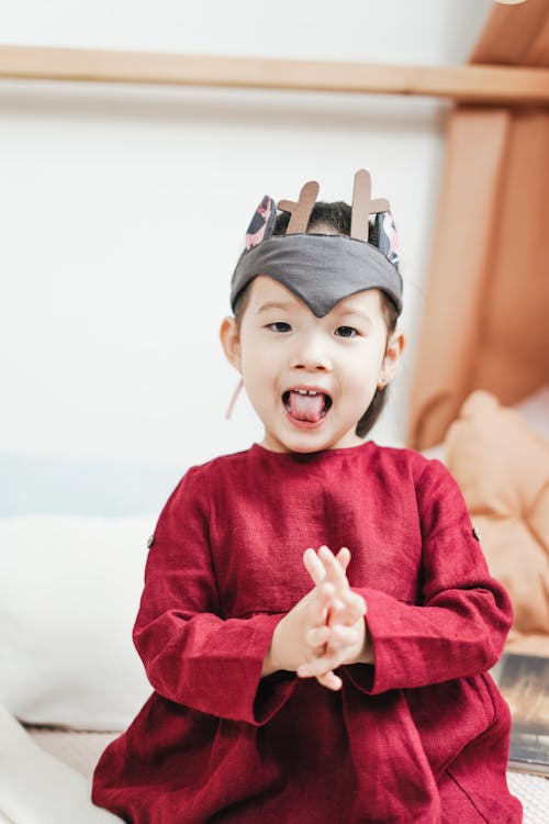 Free Photo of Kid Wearing Red Dress Stock Photo