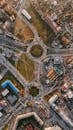 Aerial View of Busy Roundabout in Pristina at Sunset