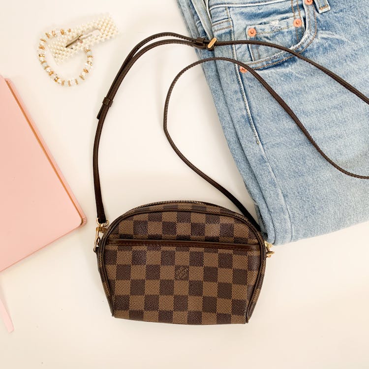 Brown And Black Checkered Handbag