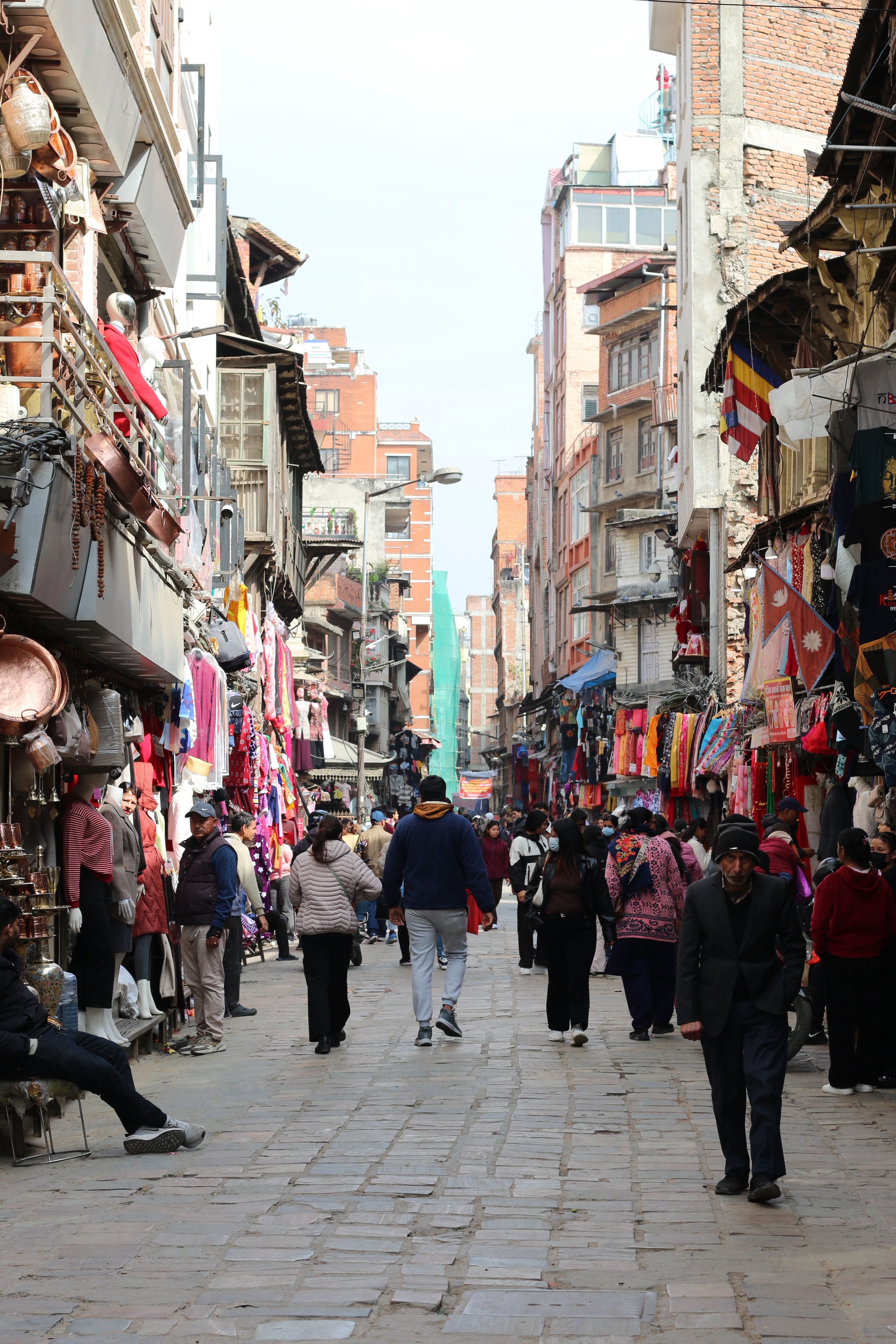 A shopping street of copper, fabrics and crafts in Kathmandu