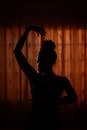 Elegant Silhouette of a Woman Dancing at Sunset