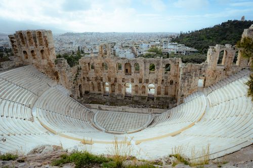 Free Explore the historic Odeon of Herodes Atticus amphitheater in Athens, Greece. Stock Photo