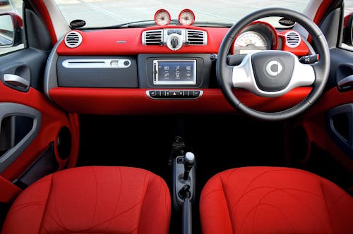 Interior Vermelho E Preto Do Carro