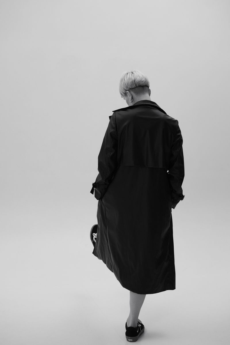 Double-Breasted Raw Wool Trench