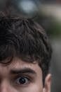 Close-Up of a Man's Eye with Dark Hair