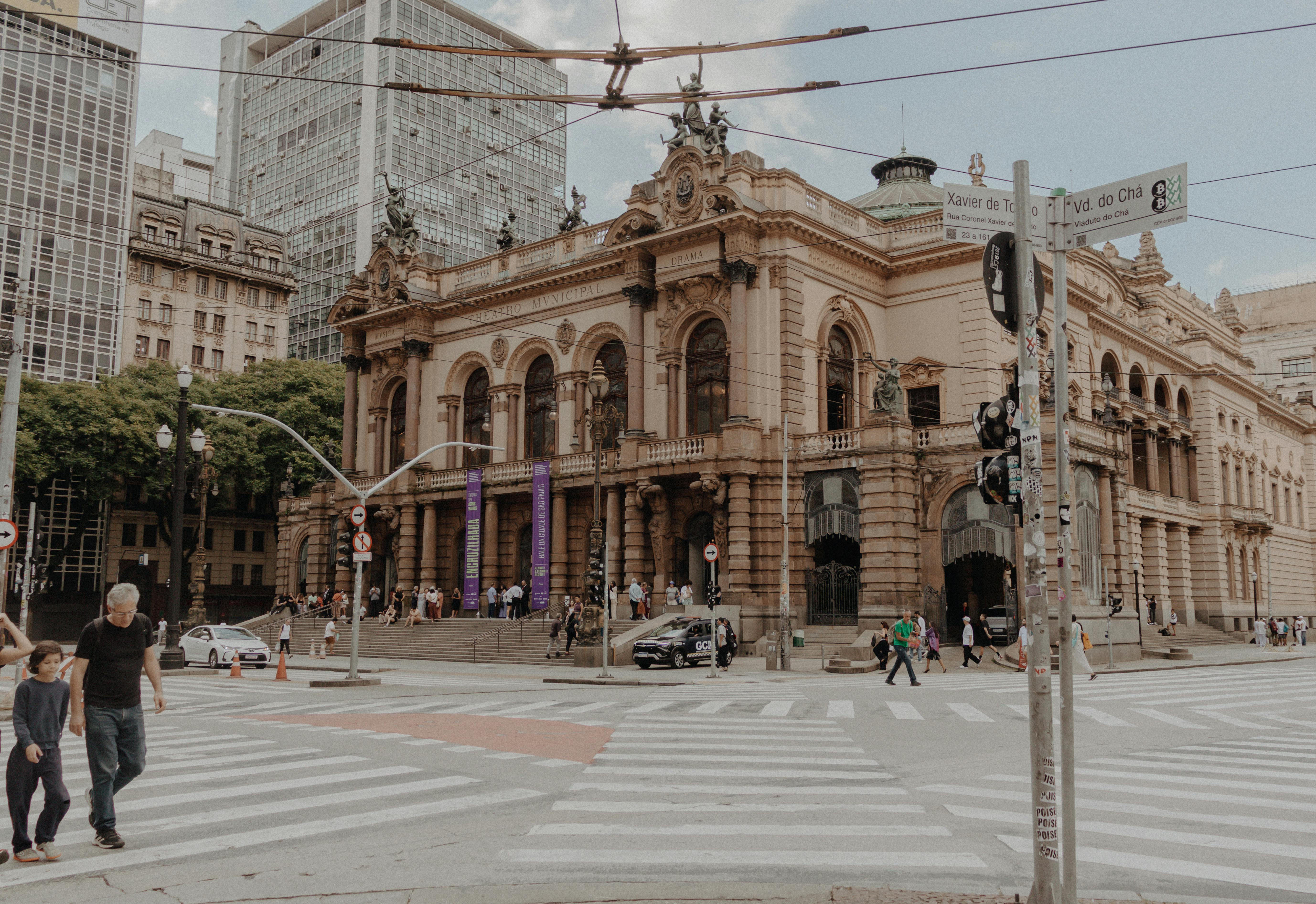 São Paulo Municipal Market interior with stained glass windows and market stalls