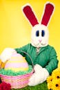 Colorful Easter Bunny with Basket and Eggs