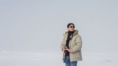 Photographer in Winter Landscape with Snow