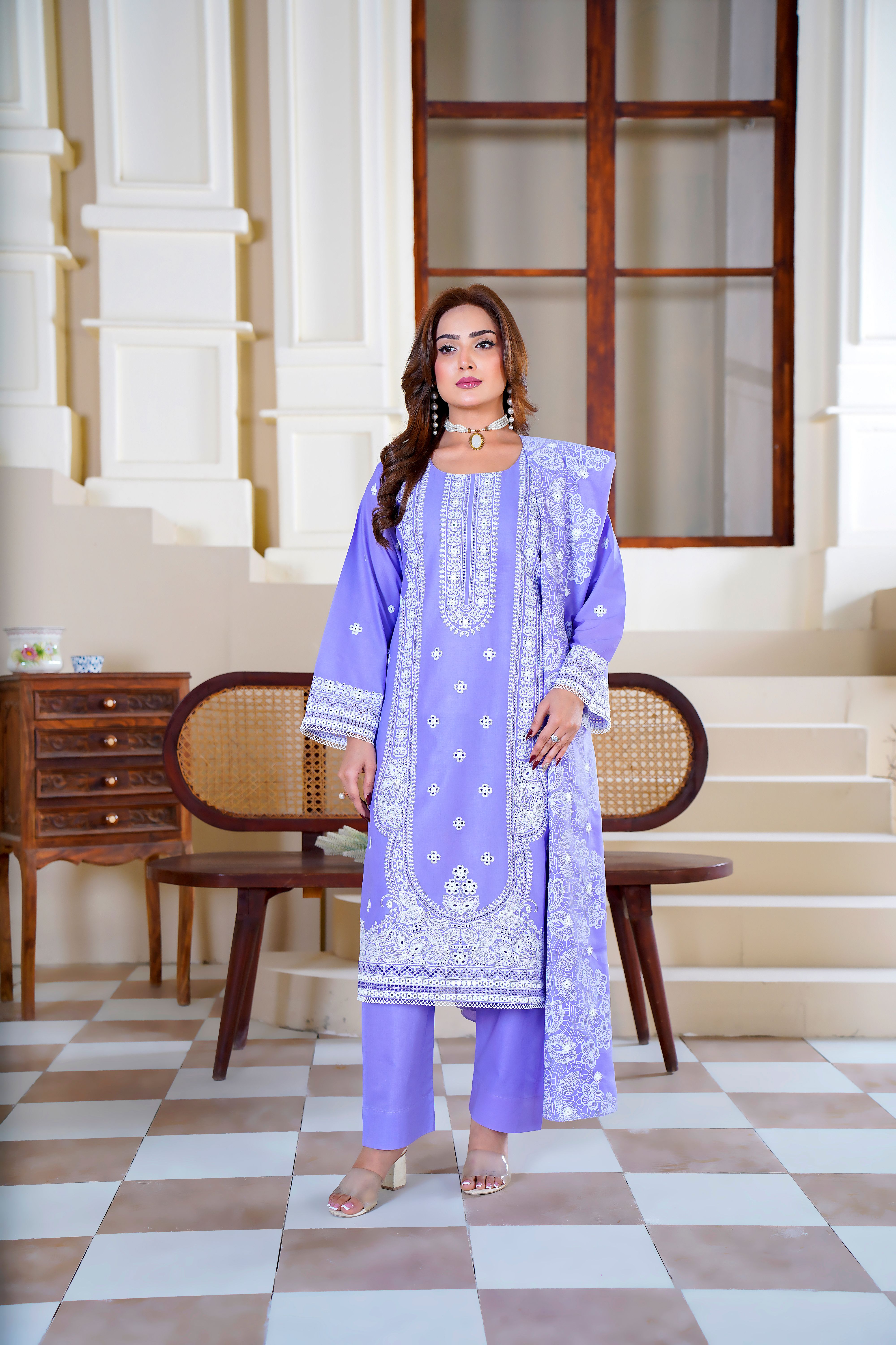Purple Embroidered Traditional Dress Lahore